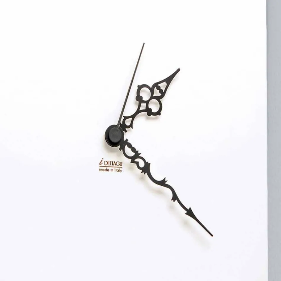 Witte vierkante houten wandklok met moderne roze decoratie - sneeuwklokje Viadurini