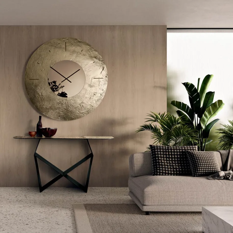 Cinzia - Wandklok van gehamerd, verzilverd glas, gemaakt in Italië Viadurini