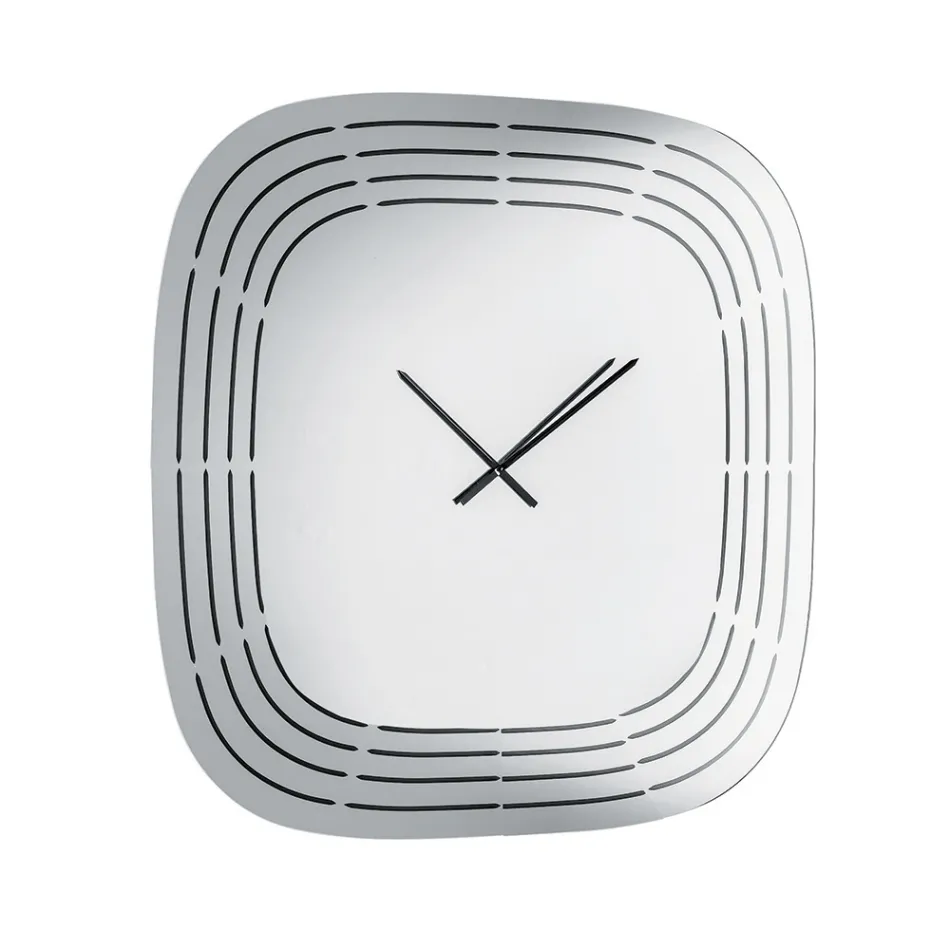 Cesira wandklok van spiegelglas met lasergegraveerde details, gemaakt in Italië. Viadurini