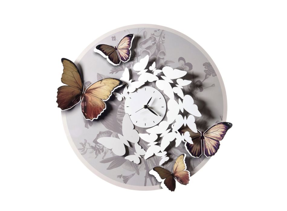 Klok met vlinderdecoratie in verschillende afwerkingen Made in Italy - Manchetknopen Viadurini