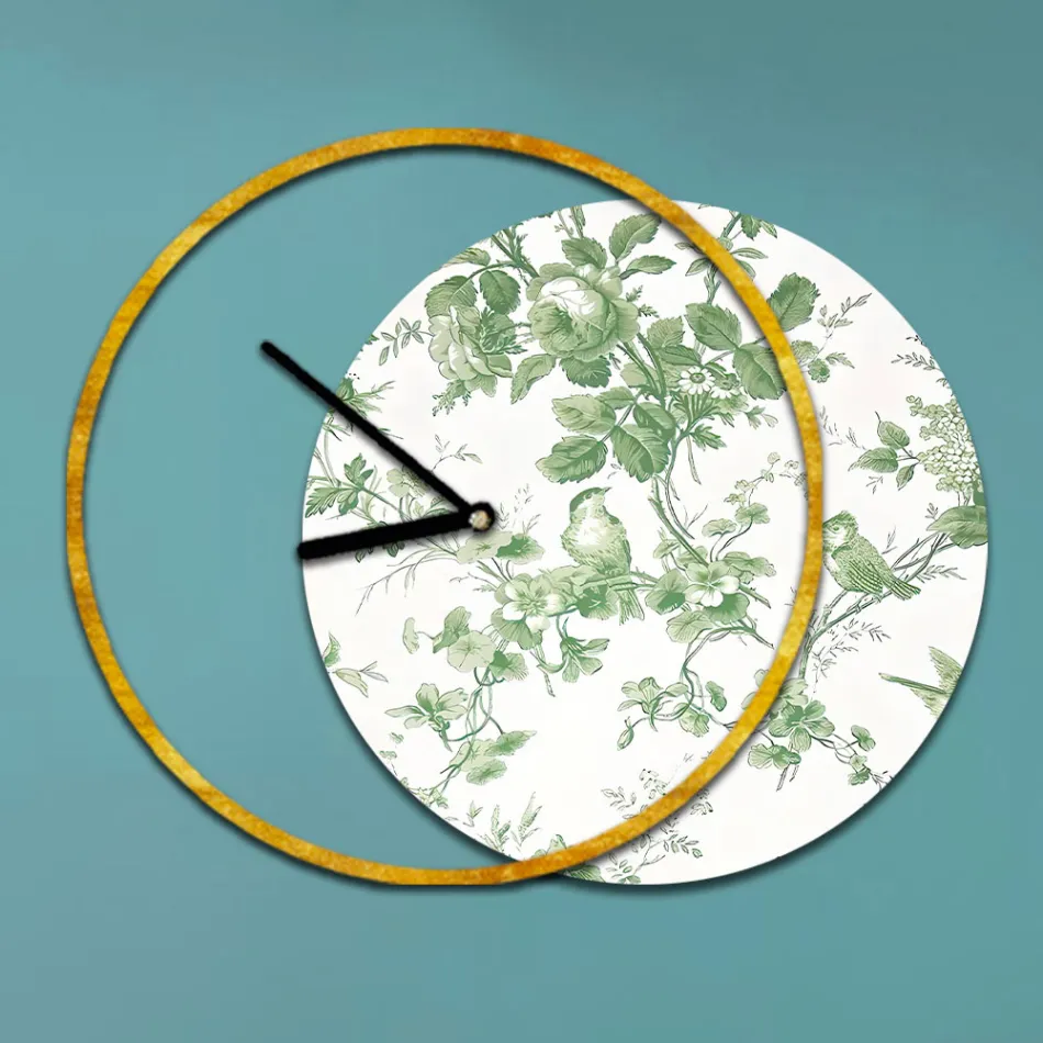 Klok met houten en bedrukt paneel, gemaakt in Italië - Malawi Viadurini