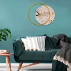 Klok met houten en bedrukt paneel, gemaakt in Italië - Malawi Viadurini