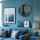Blauwe wandklok van groen gegoten en bedrukt plexiglas, gemaakt in Italië - Acquaria Viadurini