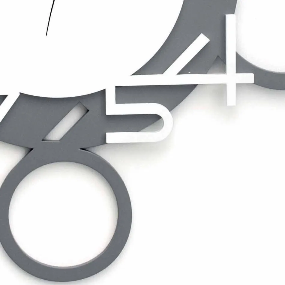 Grote en moderne design wandklok in wit en grijs hout - cijfer Viadurini