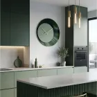 Groene ronde wandklok van bedrukt methacrylaat, gemaakt in Italië - Verdia Viadurini