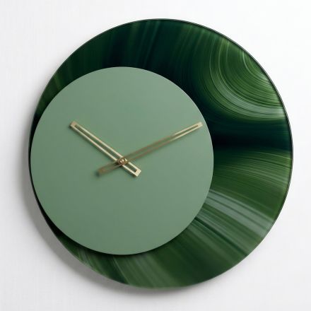 Groene ronde wandklok van bedrukt methacrylaat, gemaakt in Italië - Verdia Viadurini