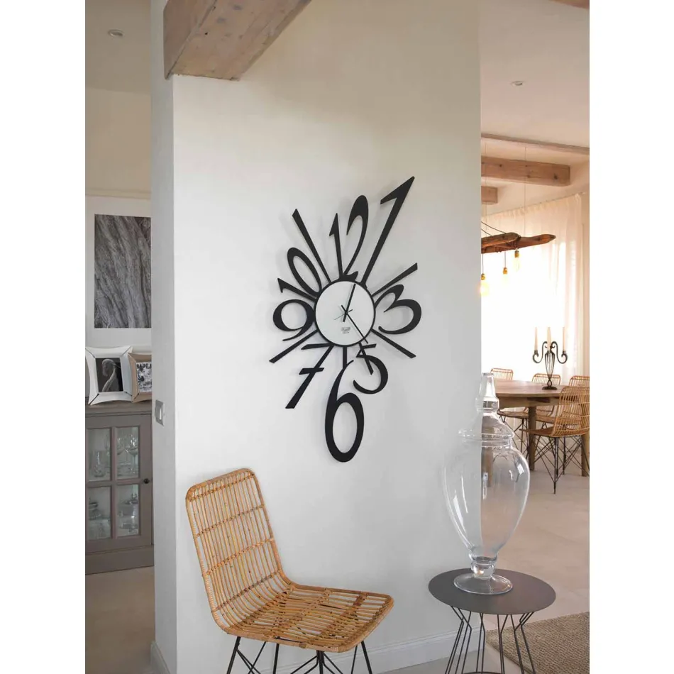 Wandklok in zwart ijzer of aluminium design Made in Italy - Ocean Viadurini