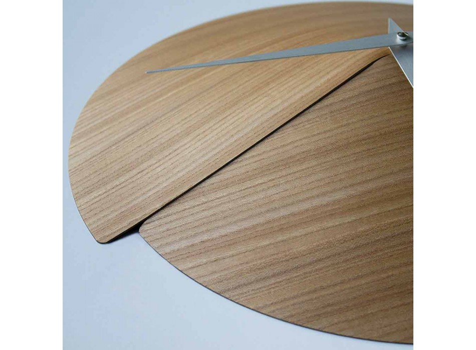 Modern design wandklok in natuurlijk hout Made in Italy - Crater Viadurini