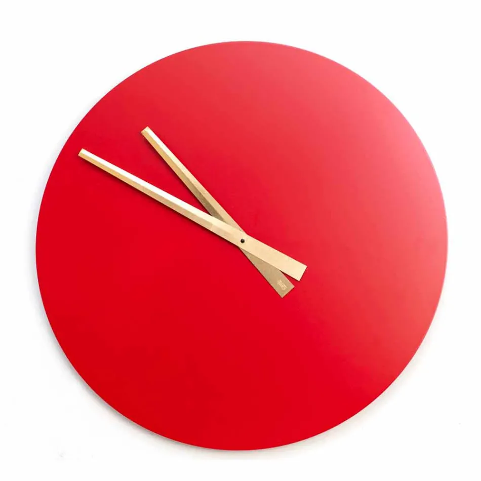 Grote Gekleurde Moderne Wandklok in Rond Hout - Dione Viadurini