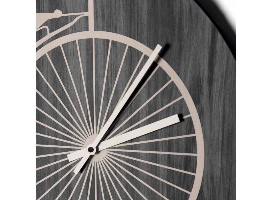 Ronde design houten wandklok met decoraties in 2 afwerkingen - Byko Viadurini