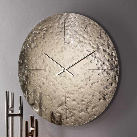 Golvende wandklok van gesmolten glas met messing wijzers - Radia Viadurini