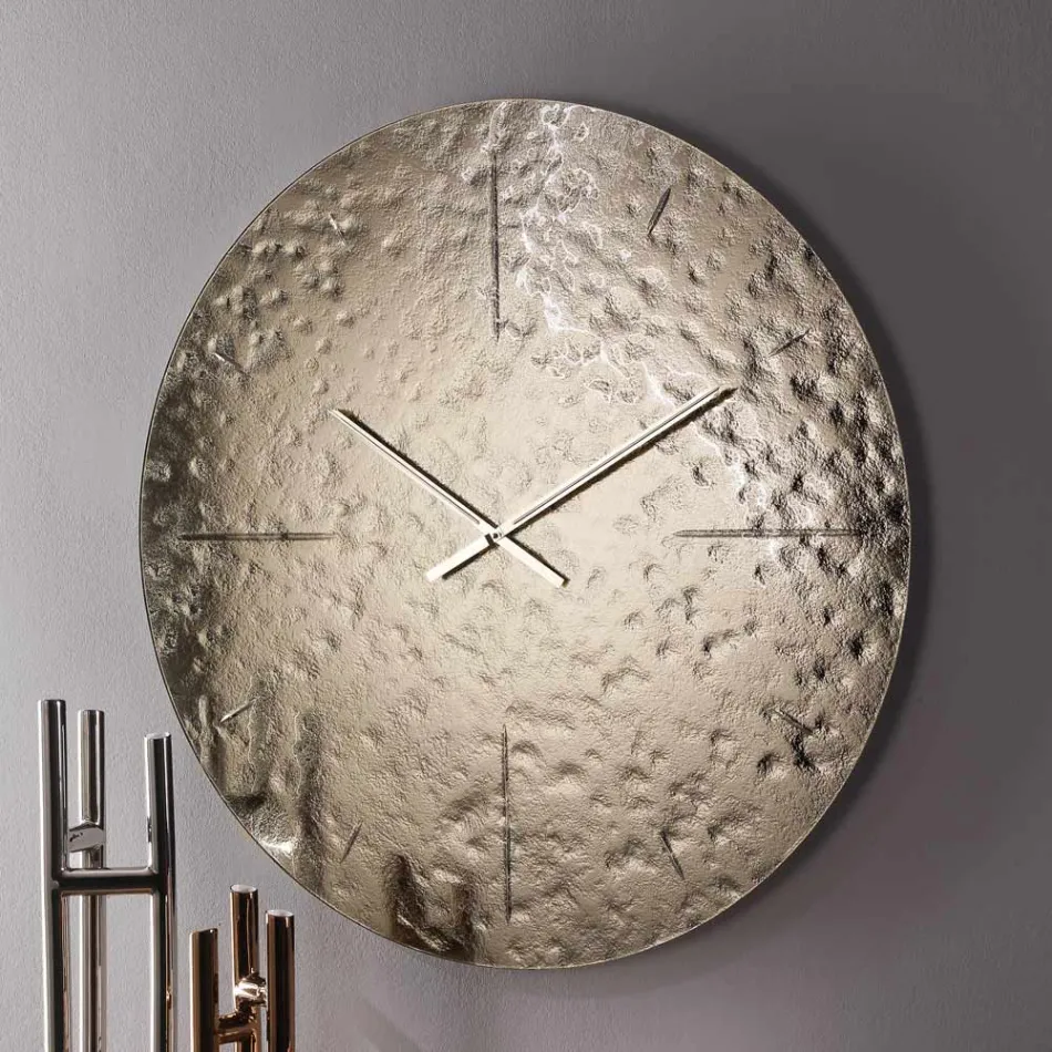 Golvende wandklok van gesmolten glas met messing wijzers - Radia Viadurini