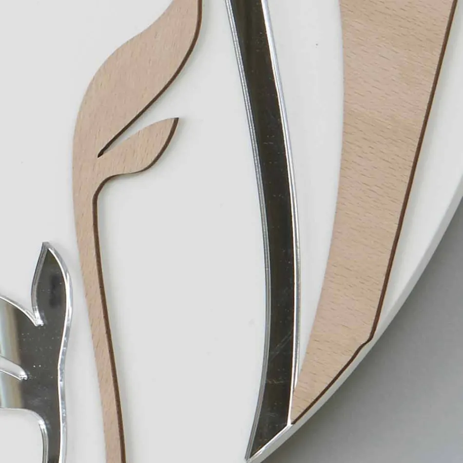 Moderne en ronde wandklok met gedecoreerd houtdesign - Harmony Viadurini