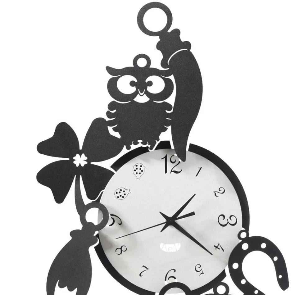 Ronde design ijzeren wandklok met Fortuna decoraties - Tibio Viadurini