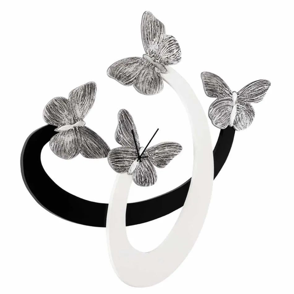 Designer wandklok ivoor / zwart handgemaakt in Italië Zenia Viadurini