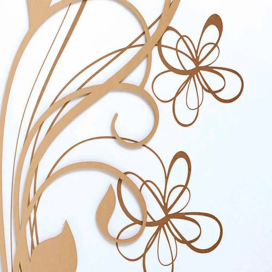 Grote vierkante wandklok in wit hout met bloem - Florello Viadurini