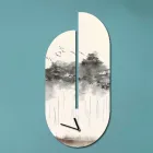 Houten klok met reigerprint Made in Italy - Palau Viadurini