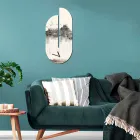 Houten klok met reigerprint Made in Italy - Palau Viadurini