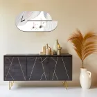 Houten klok met reigerprint Made in Italy - Palau Viadurini