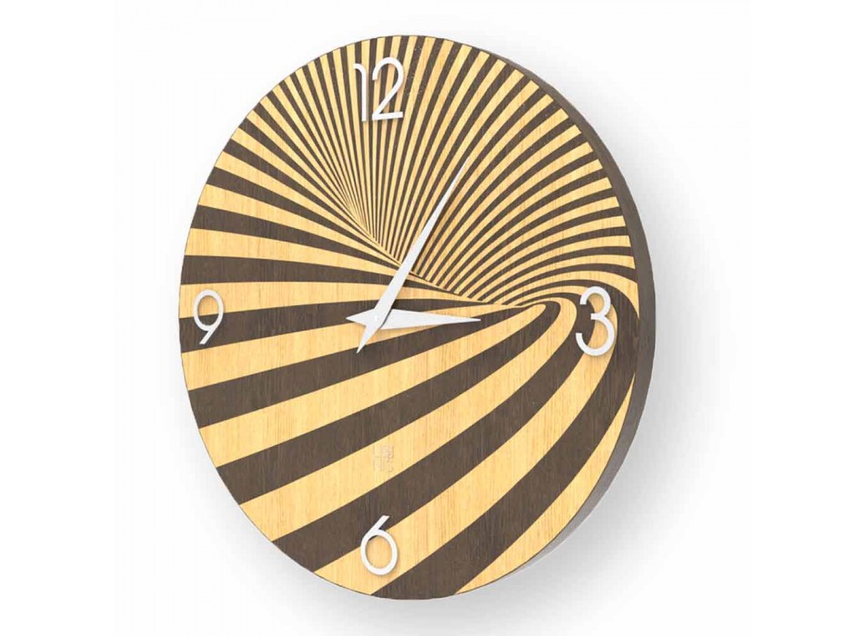 Houten klok gedecoreerd met Azzio-design, gemaakt in Italië Viadurini