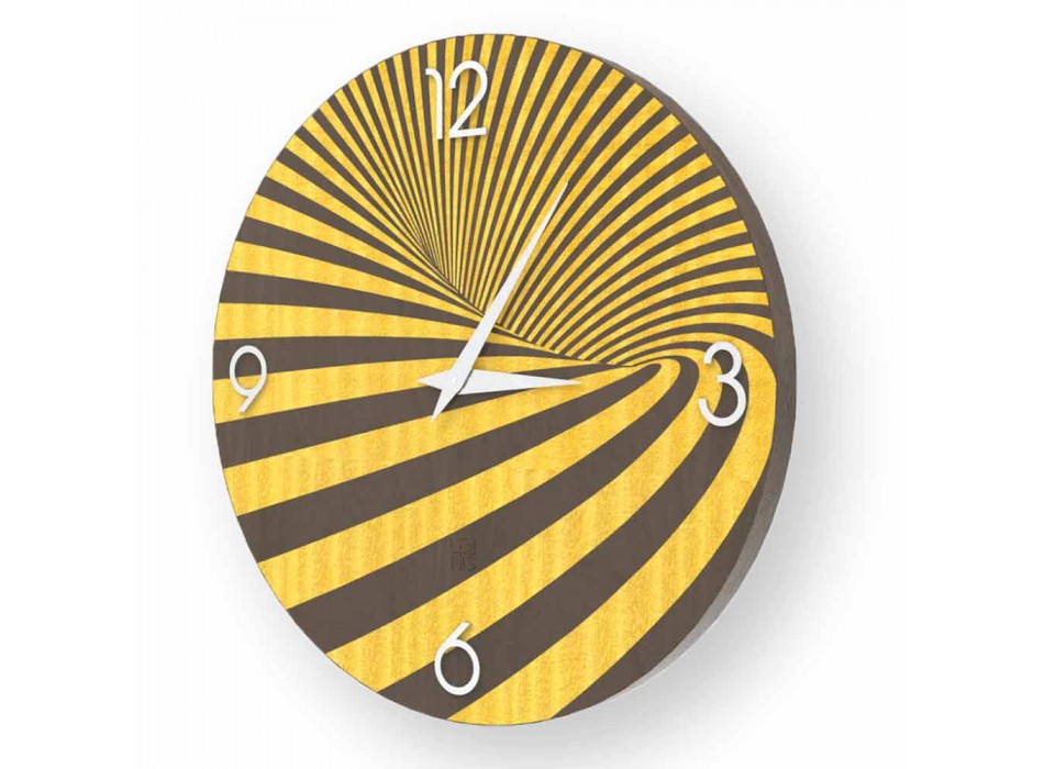 Houten klok gedecoreerd met Azzio-design, gemaakt in Italië Viadurini