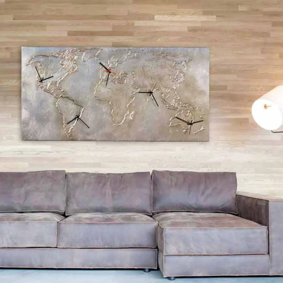 Moderne klok met vijf wijzerplaten met de Miles-wereld Viadurini