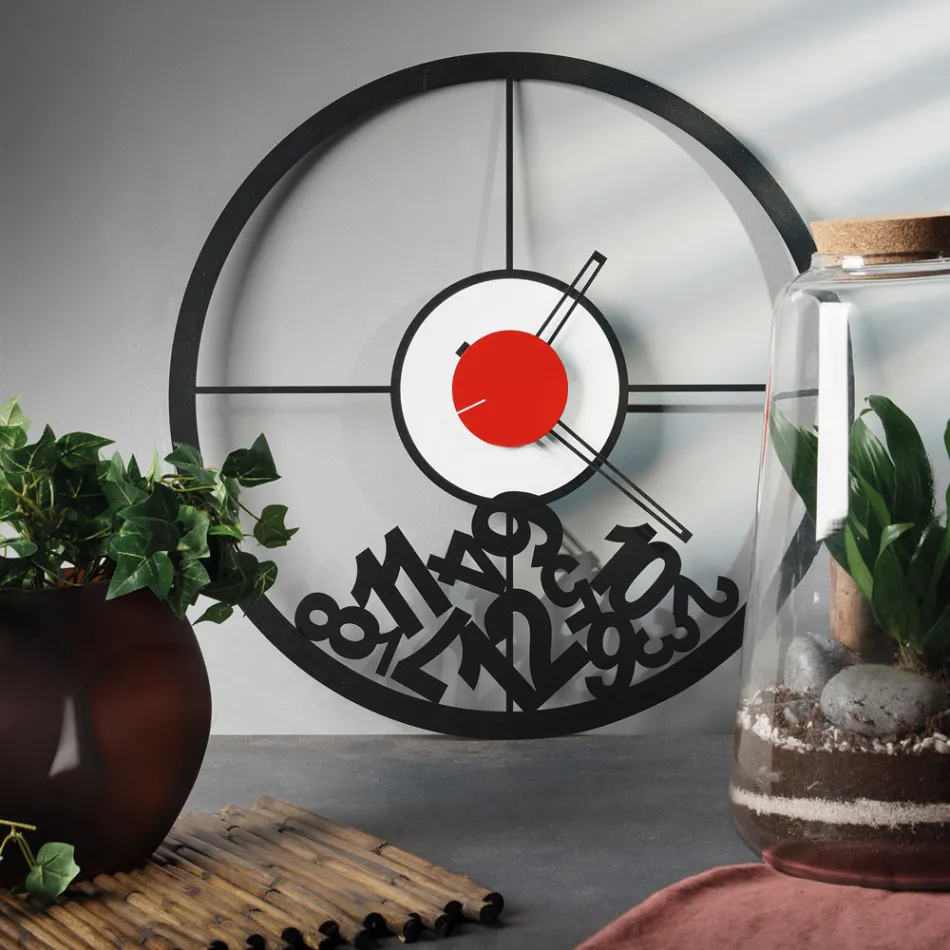 Klok gemaakt van ijzer met gevallen cijfers Made in Italy - Ram Viadurini