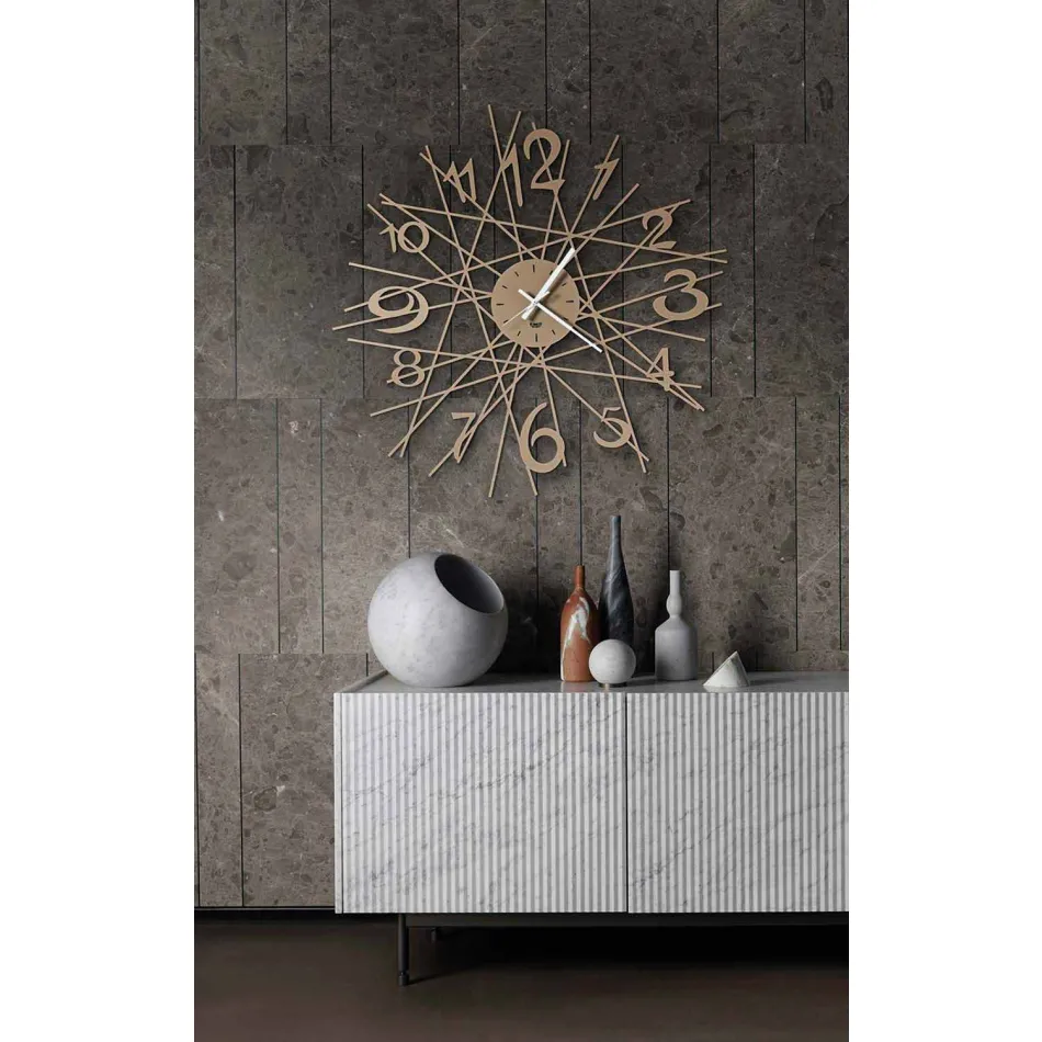 Ronde ijzeren design wandklok Made in Italy - Kombo Viadurini