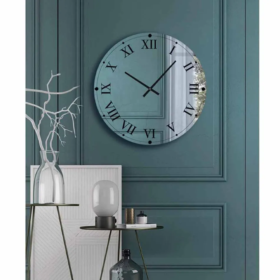 Ronde wandklok van spiegelkristal Made in Italy - Gear Viadurini