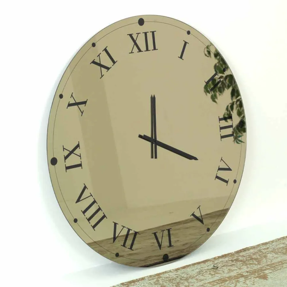 Ronde wandklok van spiegelkristal Made in Italy - Gear Viadurini