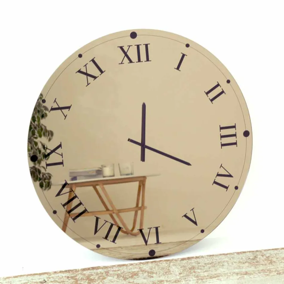 Ronde wandklok van spiegelkristal Made in Italy - Gear Viadurini