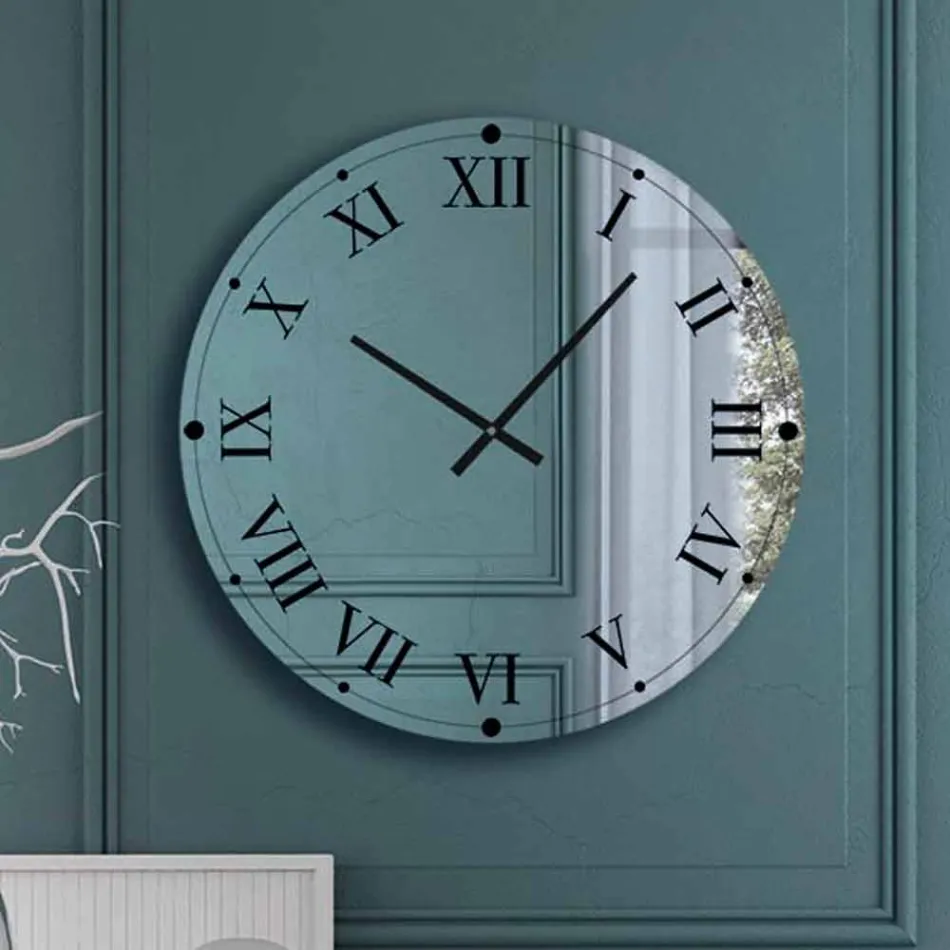 Ronde wandklok van spiegelkristal Made in Italy - Gear Viadurini