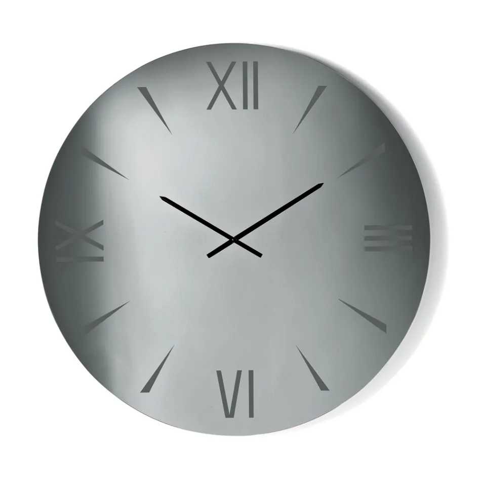 Ronde klok van spiegelglas met lasergegraveerde cijfers - Clelia Viadurini