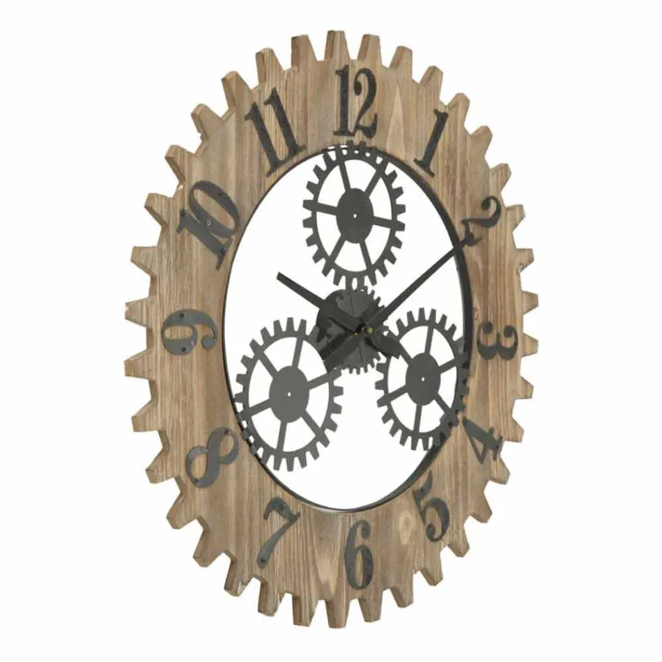 Moderne design ronde wandklok in ijzer en MDF - Gitta Viadurini