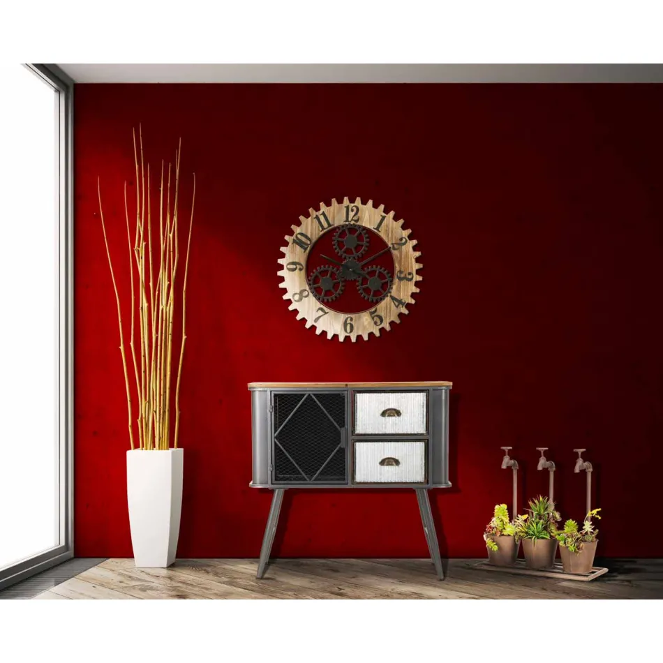 Moderne design ronde wandklok in ijzer en MDF - Gitta Viadurini