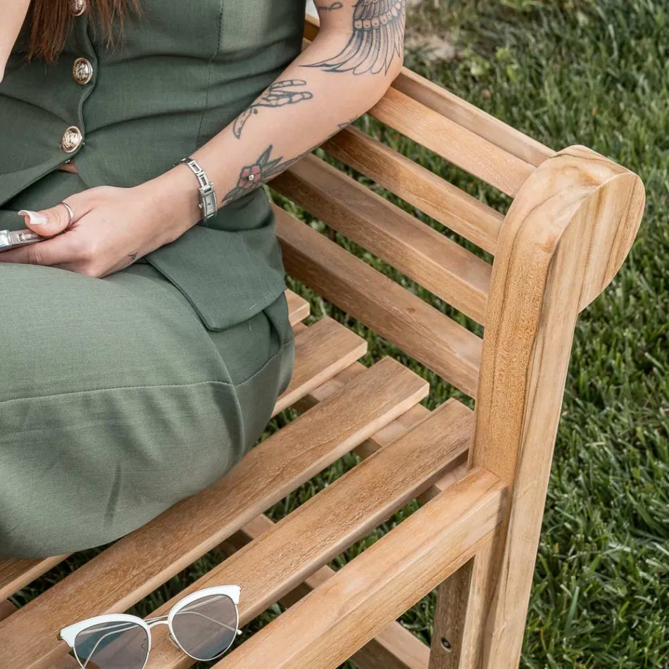 Buitenbank volledig gemaakt van teakhout - Aankomst Viadurini