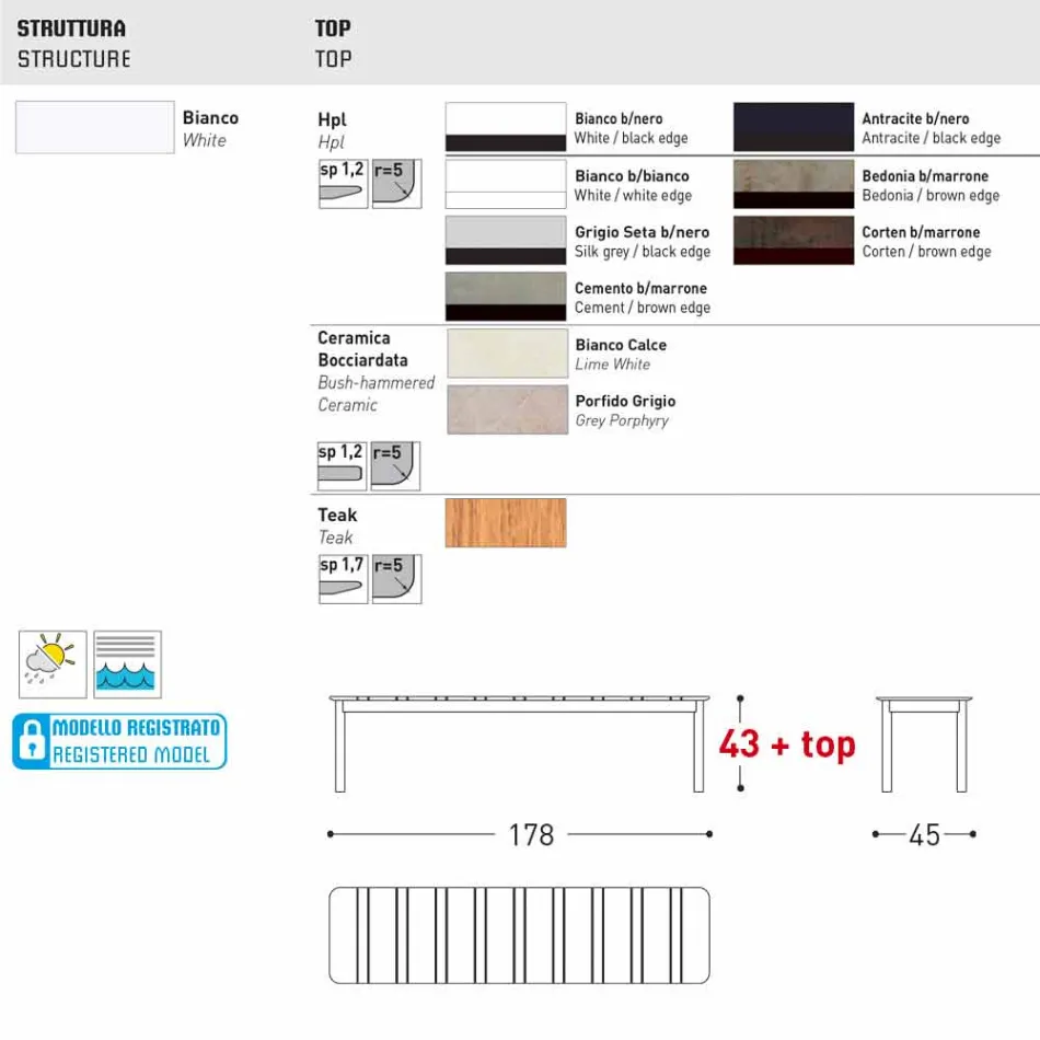 Varaschin System-buitenbank in design geschilderd aluminium Viadurini