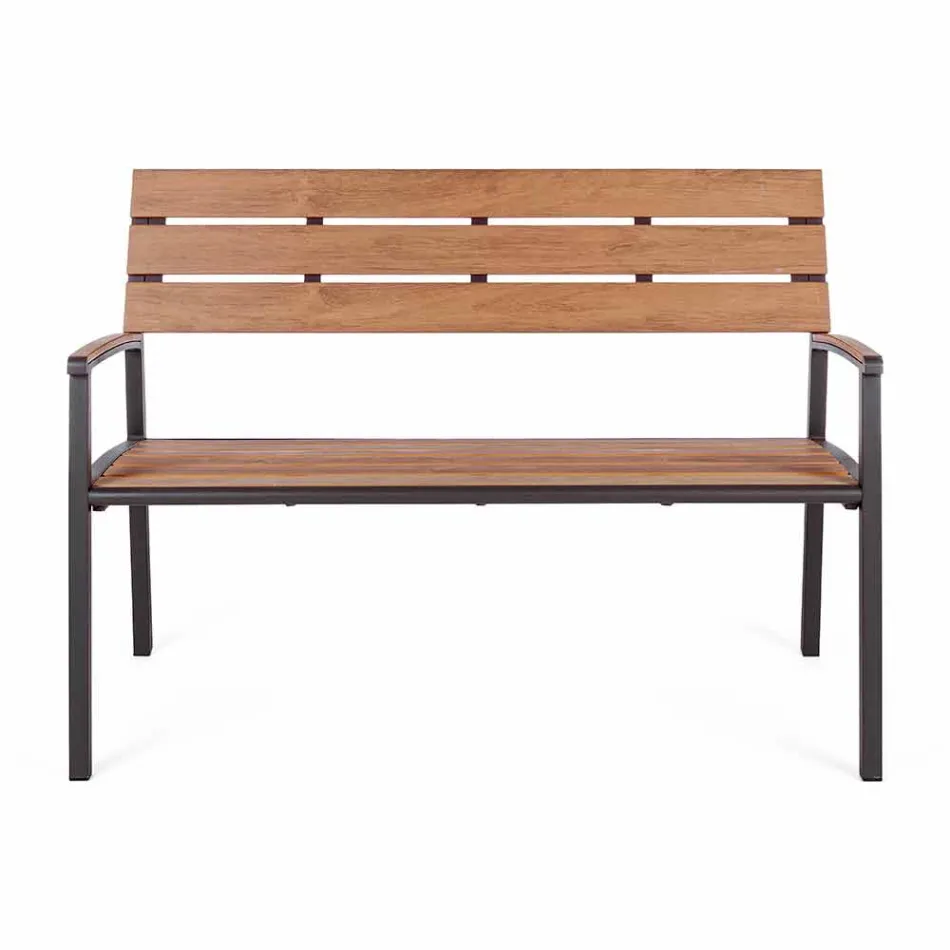 Tuinbank met structuur in antraciet aluminium, Homemotion - Isotta Viadurini