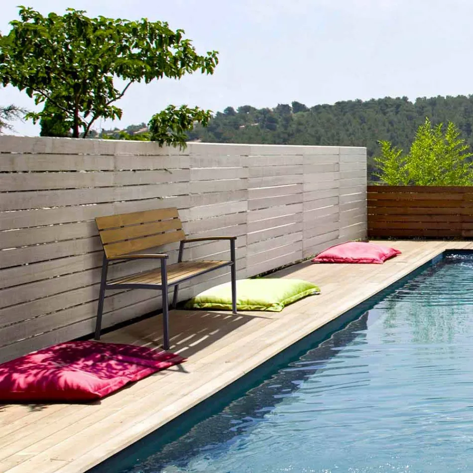 Tuinbank met structuur in antraciet aluminium, Homemotion - Isotta Viadurini