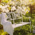 Stapelbare tuinbank in wit aluminium glanzend effect - Sama Viadurini