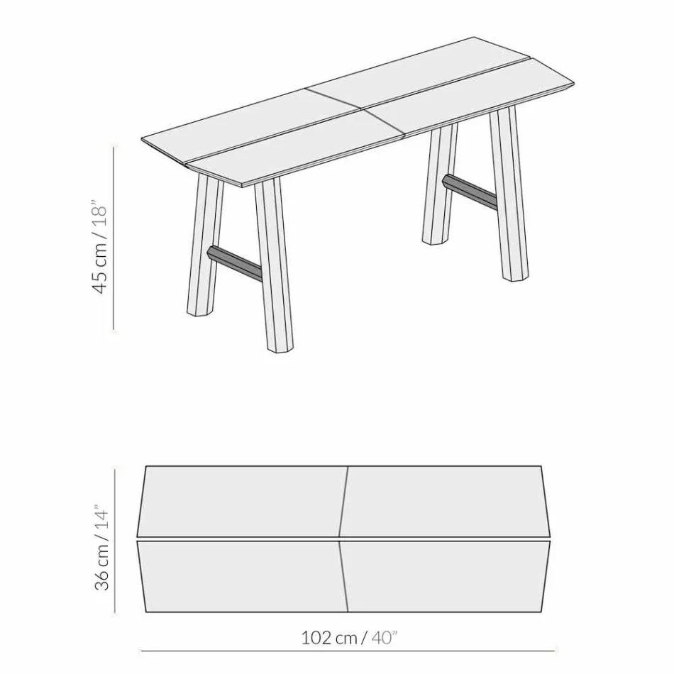 Moderne designbank in essenhout met gefineerde zitting - Andria Viadurini