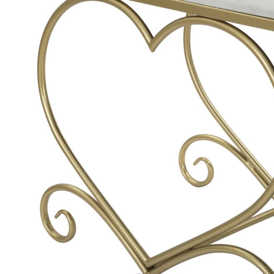 Bank in goud ijzer met zitting gewatteerd en bedekt met stof - Alchimia Viadurini