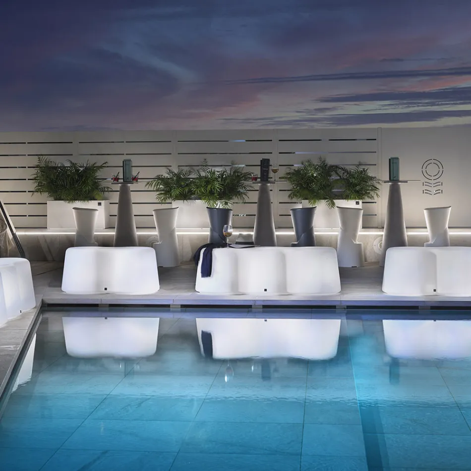 Golvende buitenbank in polyethyleen Made in Italy - Brenda Viadurini