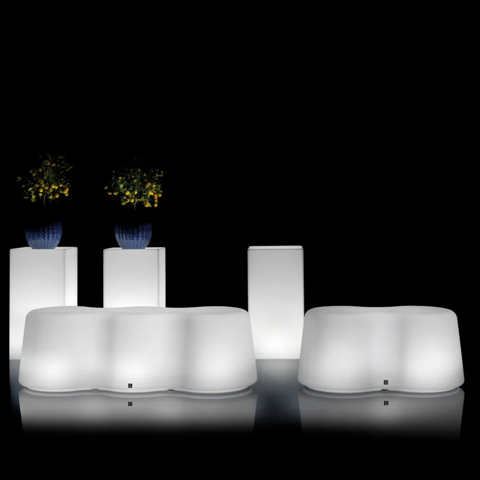 Golvende lichtgevende buitenbank van polyethyleen Made in Italy - Brenda Viadurini