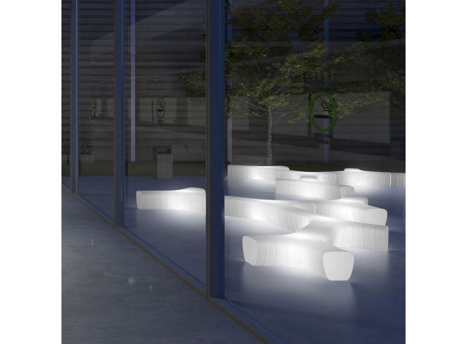 Lichtgevende tuinbank in polyethyleen met LED Made in Italy - Galatea Viadurini