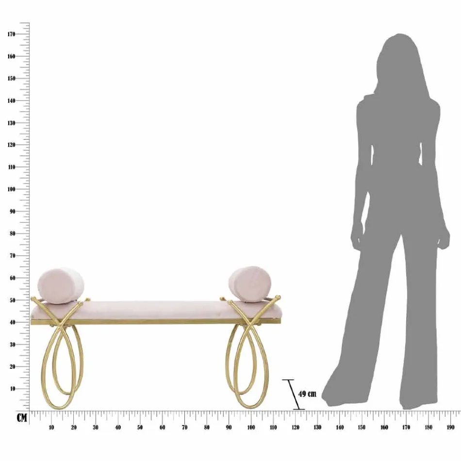 Modern design rechthoekige bank in ijzer, MDF en stof - Harding Viadurini