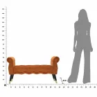 Modern design rechthoekige bank in hout en stof - Theodore Viadurini