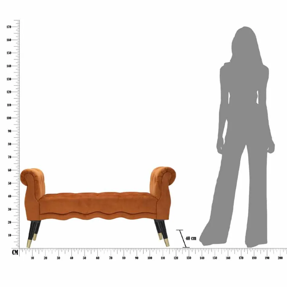 Modern design rechthoekige bank in hout en stof - Theodore Viadurini
