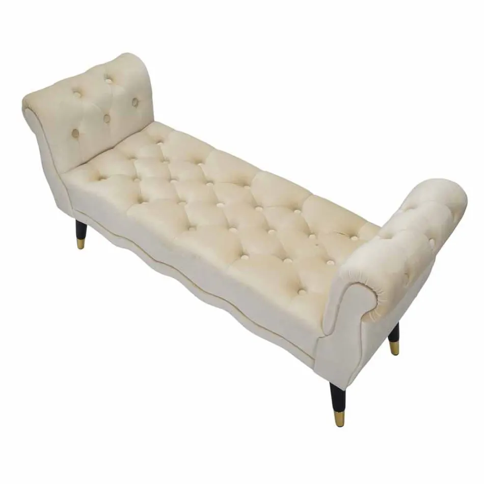 Modern design rechthoekige bank in hout en stof - Theodore Viadurini