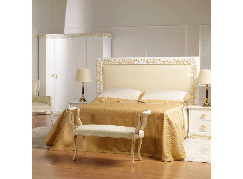 Bench Mat klassiek design ivoor met gouden versieringen Tyler Viadurini